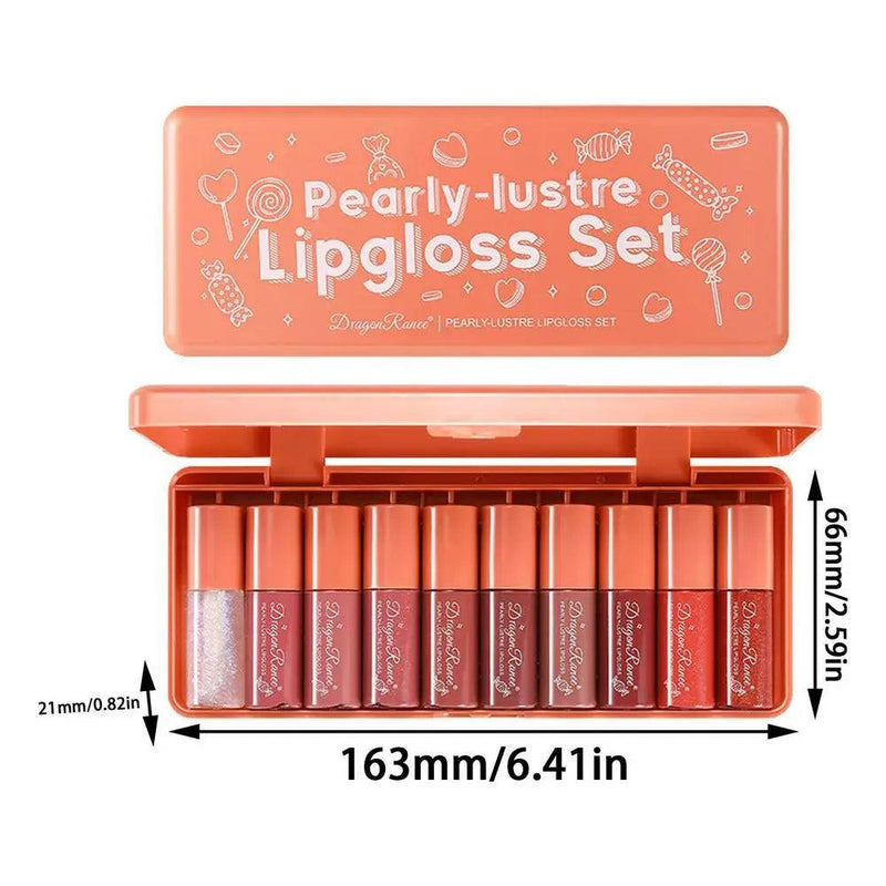 Dragon Ranee Pearly Lustre Lip Gloss Set 10 Pcs | Shimmer & High Shine Lip Gloss