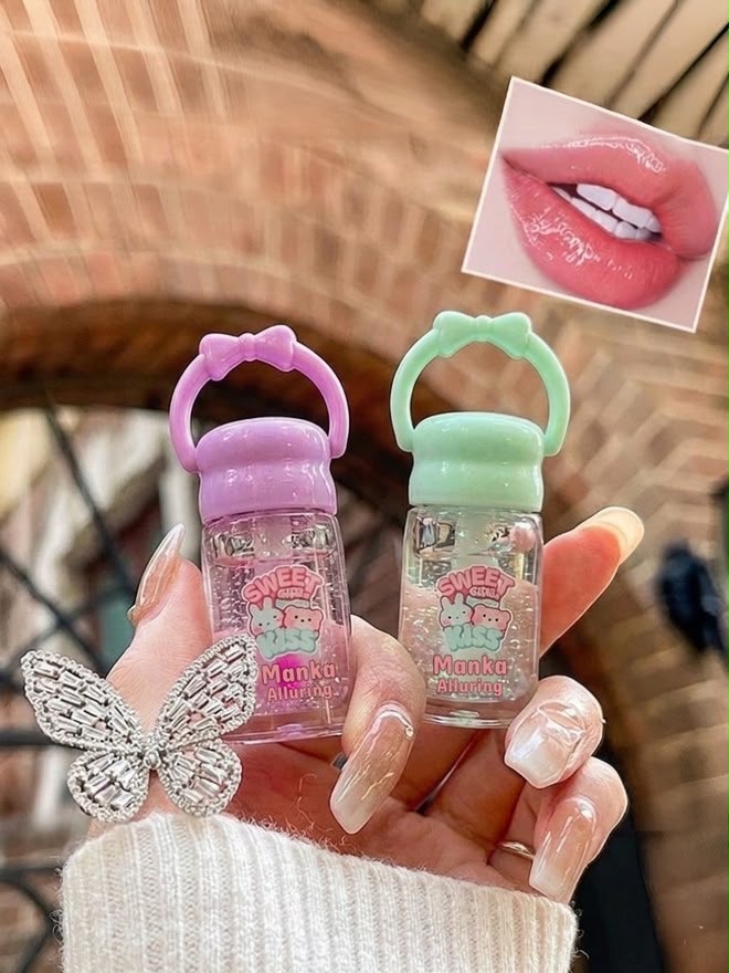 Manka Alluring Cute Mini Lip Gloss Combo of 2 | Sweet Kiss Bucket Shape Lip Gloss | High Shine Glossy Finish | Random Colors