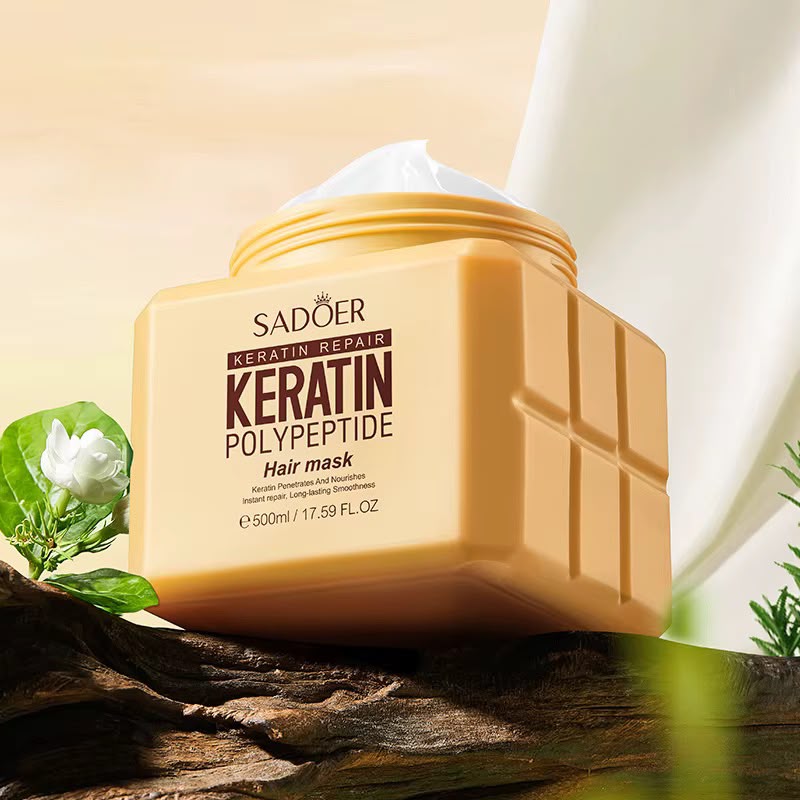 SADOER Keratin Repair Polypeptide Hair Mask 500ml – Deep Conditioning Treatment for Dry, Damaged & Frizzy Hair