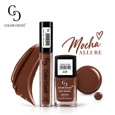 Color Crush Mocha Allure Lip Gloss & Nail Polish Combo Deal – 2 Pcs