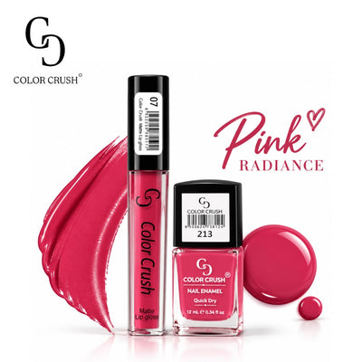 Color Crush Pink Radiance Lip Gloss & Nail Polish Combo Deal – 2 Pcs