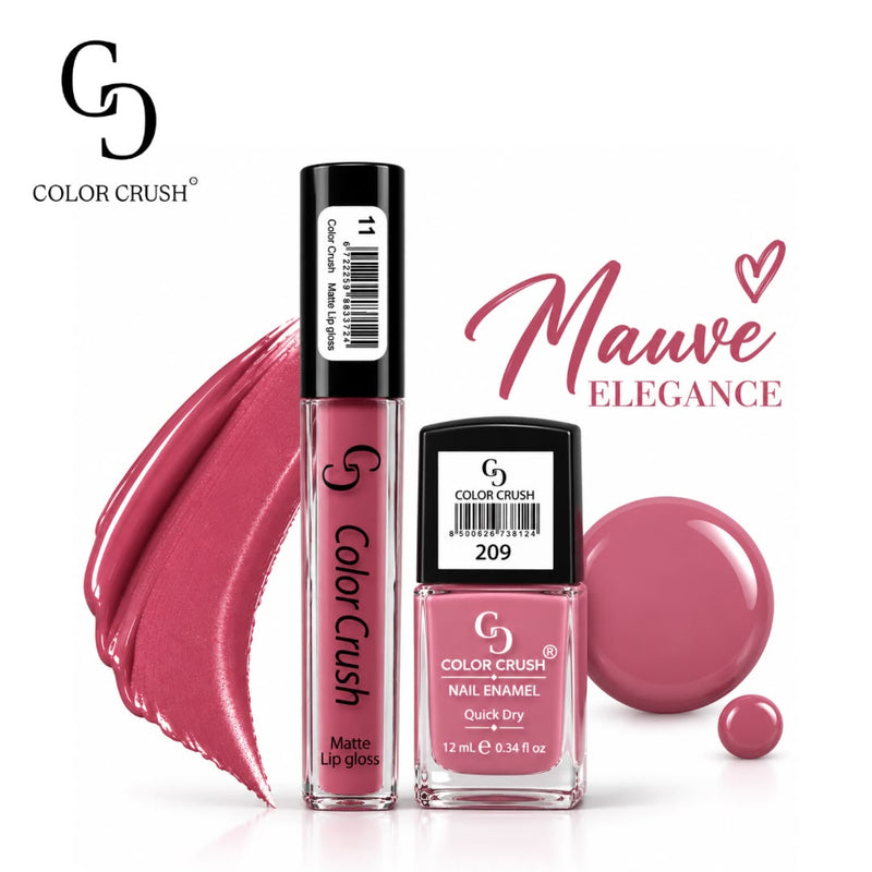 Color Crush Mauve Elegance Matte Lip Gloss & Nail Polish Combo Deal – 2 Pcs