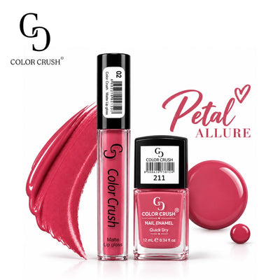 Color Crush Petal Allure Matte Lip Gloss & Nail Polish Combo Deal – 2 Pcs