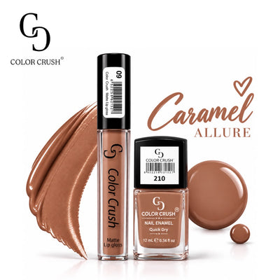Color Crush Caramel Allure Matte Lip Gloss & Nail Polish Combo Deal – 2 Pcs