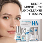 KORMESIC Hyaluronic Acid Moisturizing Facial Skincare Set – Hydrating Face Cleanser, Toner, Face Serum & Night Cream Complete Skin Care Kit for All Skin Types