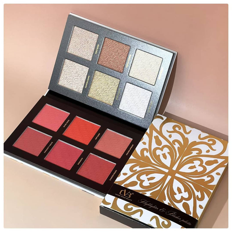 CVB Highlighter & Blusher Palette 12 Shades – Soft Textured C225