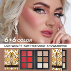 CVB Highlighter & Blusher Palette 12 Shades – Soft Textured C225