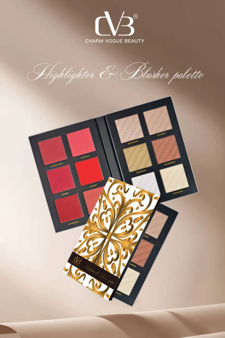 CVB Highlighter & Blusher Palette 12 Shades – Soft Textured C225