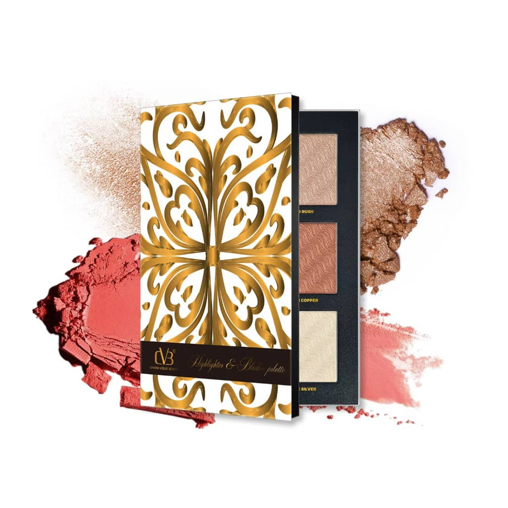 CVB Highlighter & Blusher Palette 12 Shades – Soft Textured C225