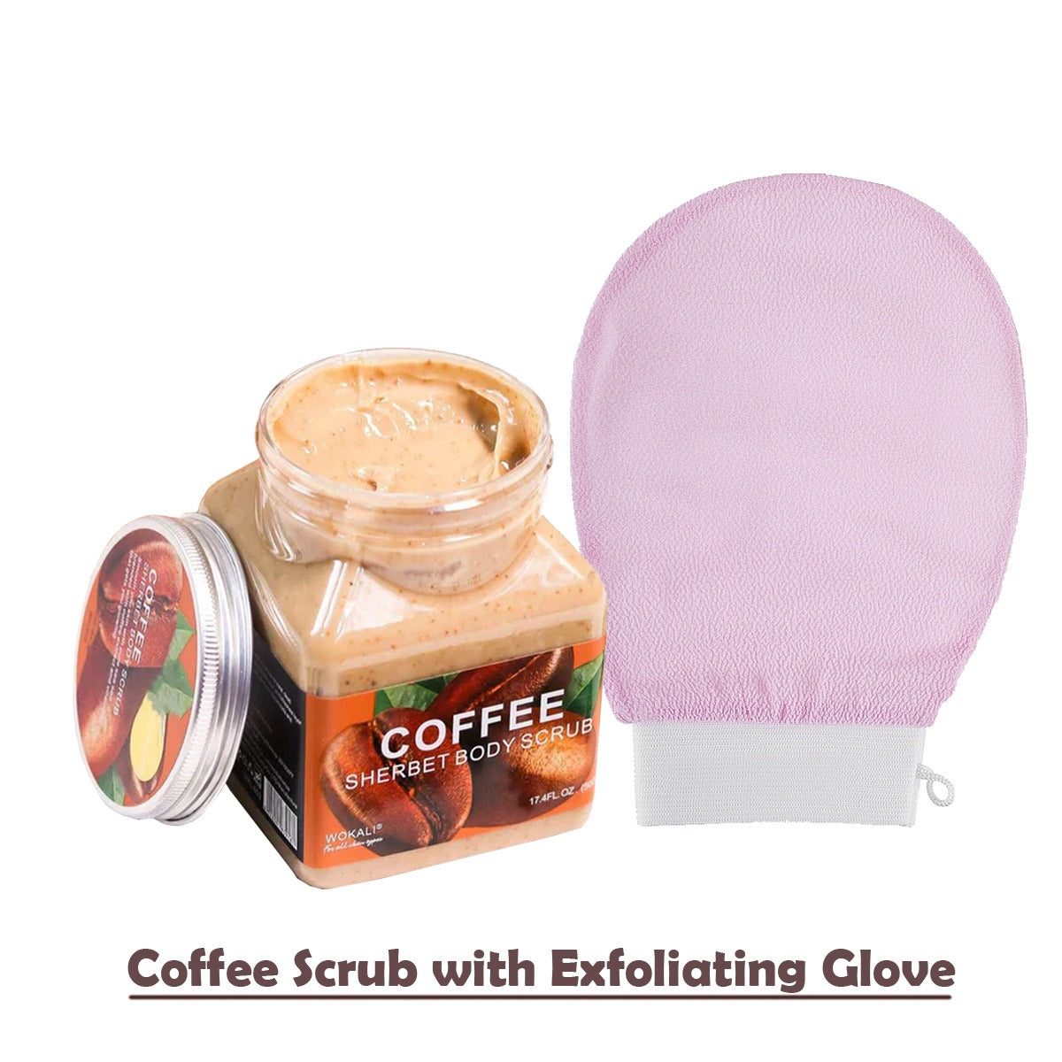 Glow-Up Duo Coffee Scrub & Exfoliating Glove – Smooth, Soft & Radiant Skin