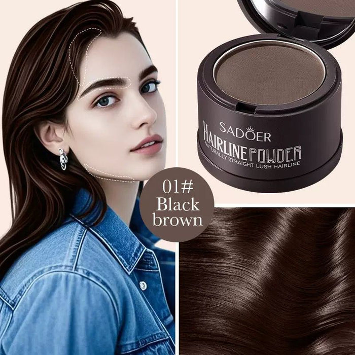 sadoer Hairline Concealer Powder - Instant Coverage, Natural Finish - for Sparse Hair and Root Dyeing - Includes Sponge Applicator, Portable Size
