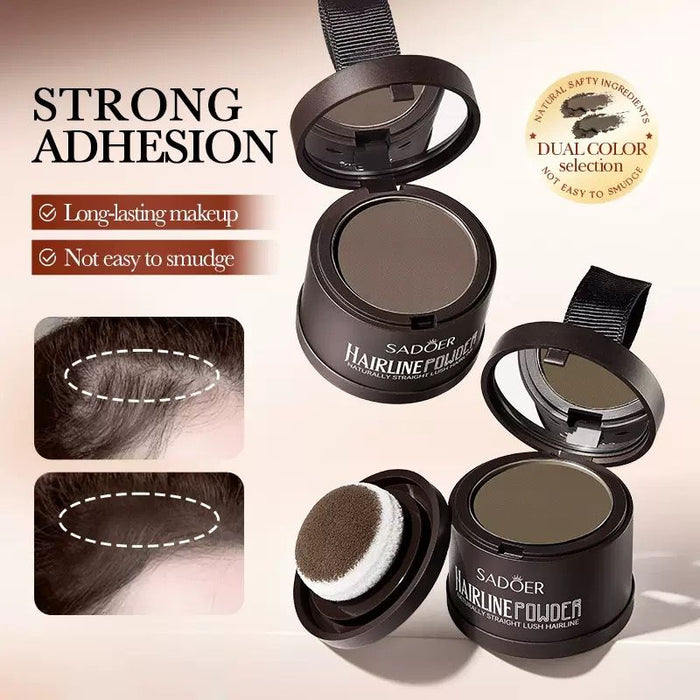 sadoer Hairline Concealer Powder - Instant Coverage, Natural Finish - for Sparse Hair and Root Dyeing - Includes Sponge Applicator, Portable Size