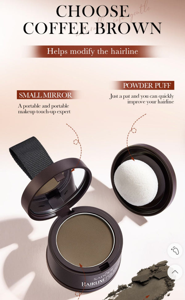 sadoer Hairline Concealer Powder - Instant Coverage, Natural Finish - for Sparse Hair and Root Dyeing - Includes Sponge Applicator, Portable Size