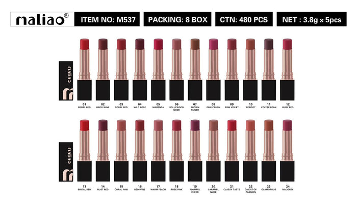 Maliao Super Non-Transfer Lipstick – Long-Lasting -Matte Finish.