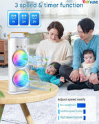 Portable Rechargeable Air Cooler Fan with Water Mist Spray, USB Mini Cooling Fan, 3 Speed Modes & 4000mAh Battery for Home Office & Travel