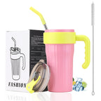 Premium 30oz Stainless Steel Vacuum Insulated Tumbler with Handle & Straw – Leakproof Travel Mug for Hot & Cold Drinks, Reusable Thermal Coffee Cup for Office, Gym, Car & Travel
