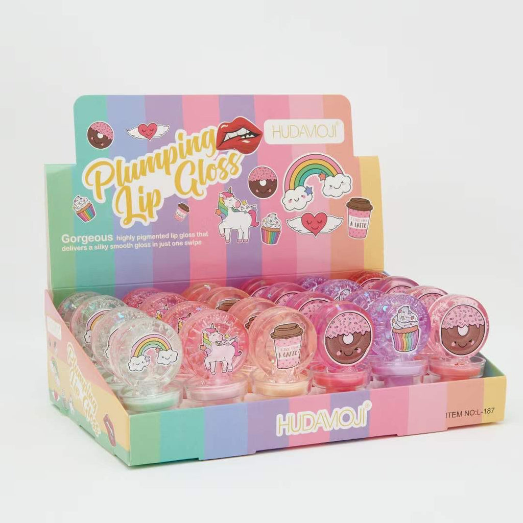 HUDAMOJI Cartoon Fruity Lip Gloss Set for Kids – Cute Moisturizing Balm