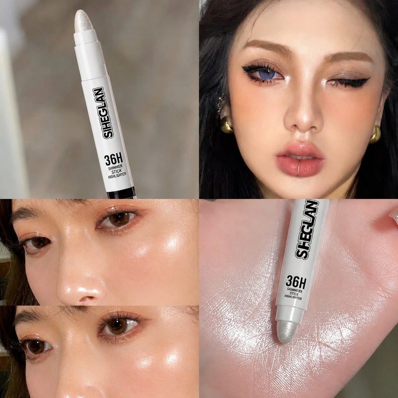 2 IN 1 Silver Novice Pearlescent Waterproof Silk Worm Highlighter Pen