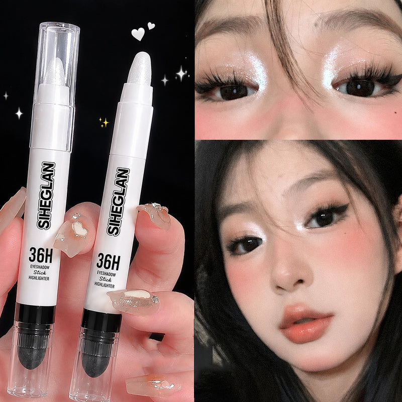 2 IN 1 Silver Novice Pearlescent Waterproof Silk Worm Highlighter Pen