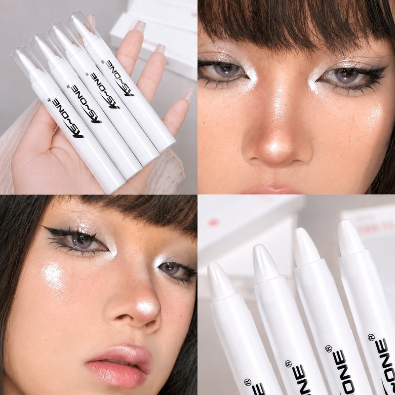 KS-ONE 1 PC Silver Pearlescent Waterproof Highlighter Pen/ Novice Long Lasting Flash Lying Silkworm Eye Shadow Makeup