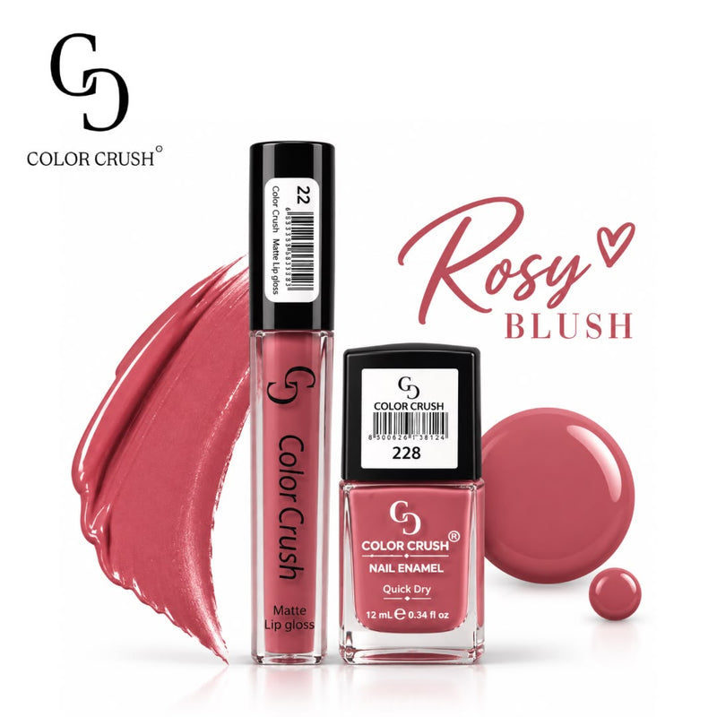 Color Crush Rosy Blush Lip Gloss & Nail Polish Combo Deal – 2 Pcs