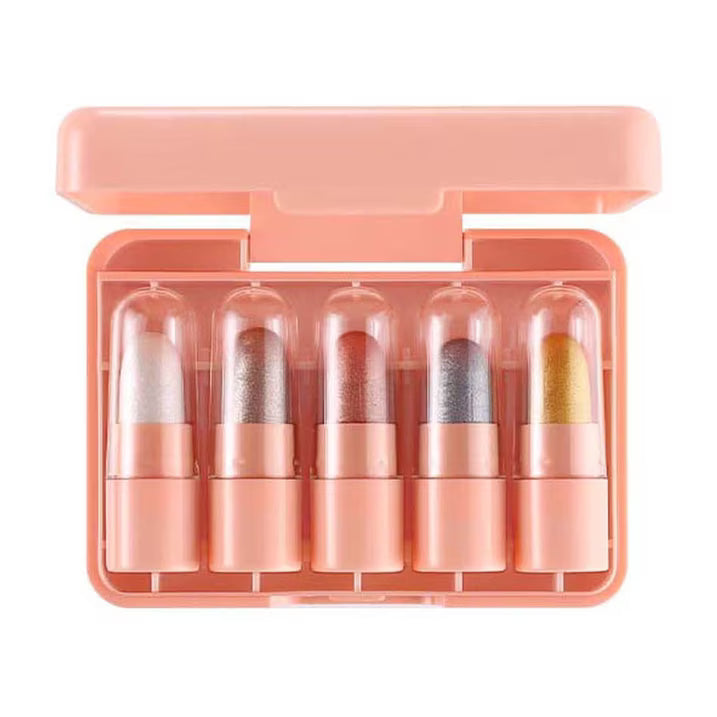 Dragon Ranee Mini Eyeshadow Stick Set 5PCS - Waterproof Long-Lasting Glitter Shimmer Cream Eyeshadow Makeup Kit, Highly Pigmented Eye Shadow Sticks for Women