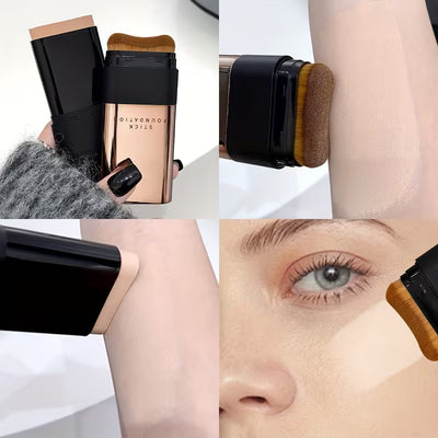 Kaka Show Waterproof Foundation Stick with Built-in Brush | Full Coverage Long-Lasting Cream Foundation Concealer | Korean Makeup | Made in Korea