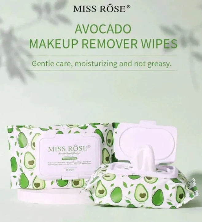 Miss Rose Avocado Makeup Remover Wipes 80 Sheets