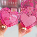 HUDAMOJI Heart Highlighter 4 PCS Set | 4 Color Shimmer Face Highlighter Palette | Long-Lasting Radiant Glow Makeup Illuminator