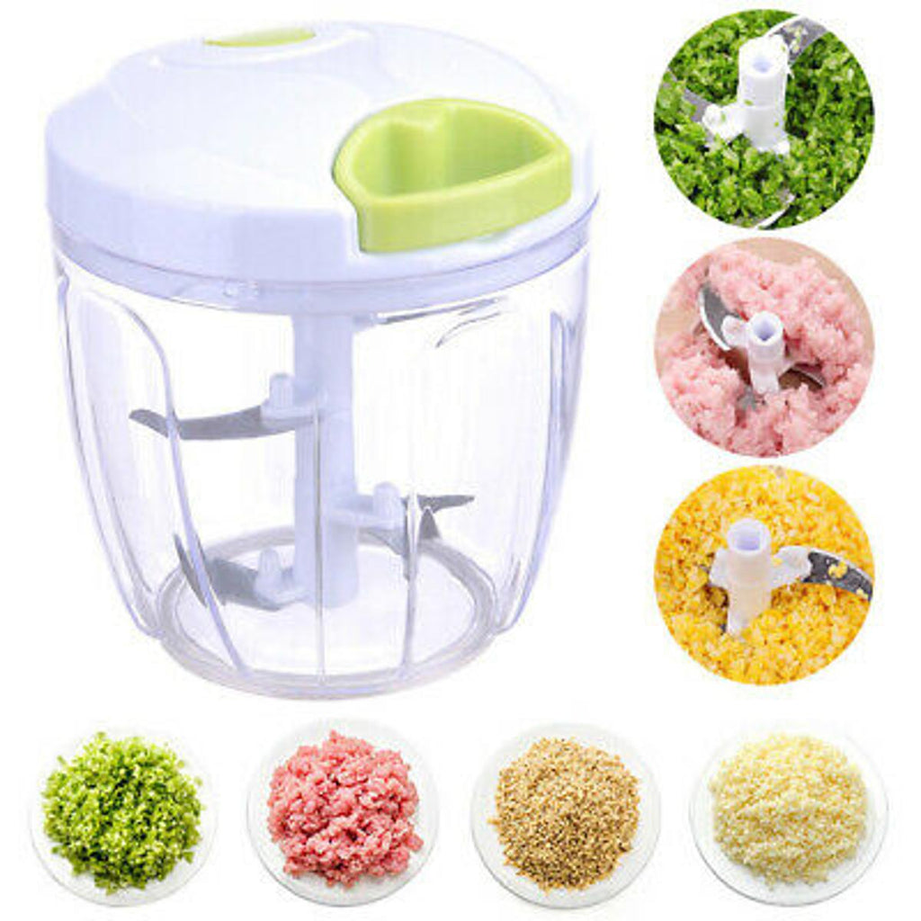 Portable Manual Vegetable Chopper – 900ml Hand Pull Food Processor with 5 Stainless Steel Blades for Onion, Garlic & Fast Kitchen Meal Prep