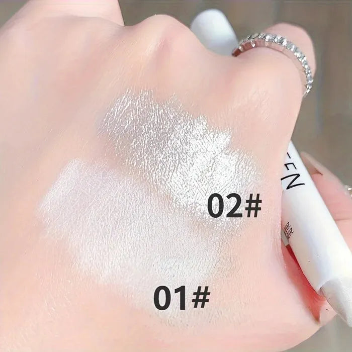 KS-ONE 1 PC Silver Pearlescent Waterproof Highlighter Pen/ Novice Long Lasting Flash Lying Silkworm Eye Shadow Makeup
