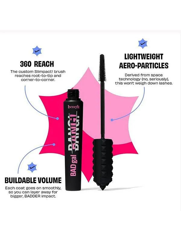 Benefit BADgal BANG! 36H Waterproof Volumizing Mascara | Long-Lasting Smudge-Proof Lash Lengthening, Curling & Thickening Black Mascara for Women