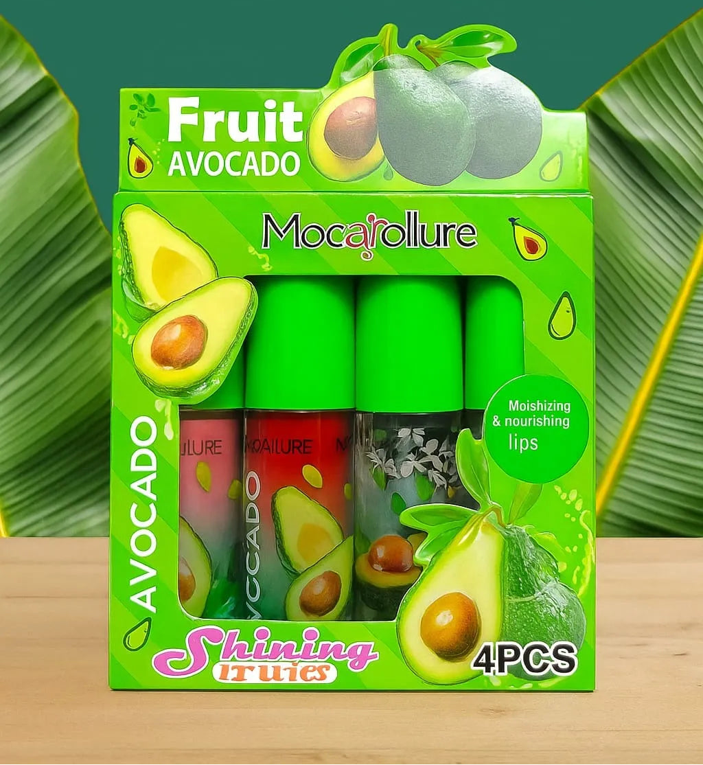 Mocallure Fruit Avocado Lip Gloss Set 4PCS – Hydrating Shine