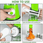 3-in-1 Manual Rotary Drum Grater Vegetable Slicer & Cheese Shredder for Kitchen with Stainless Steel Blades