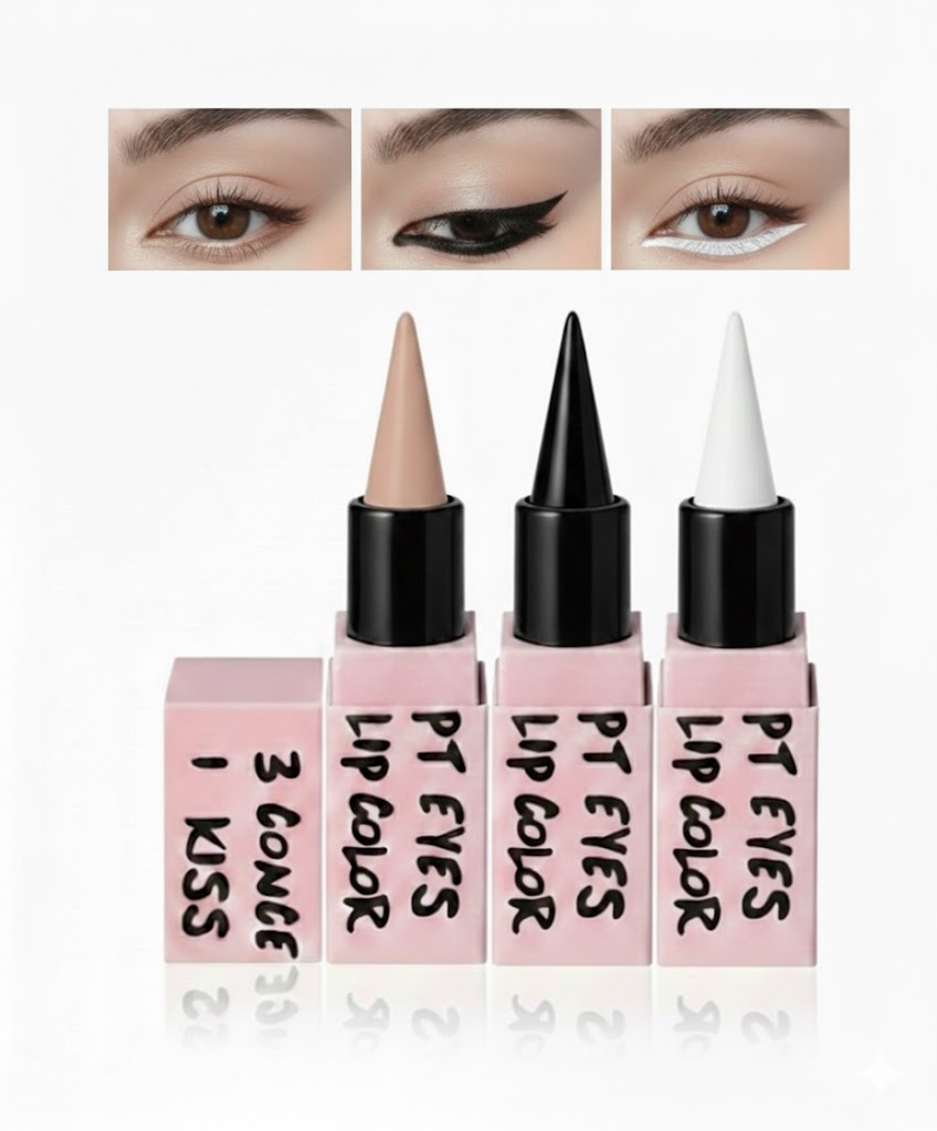 HUDAMOJI 3-in-1 Kajal Pencil Set – Waterproof Eyeliner & Lip Stick