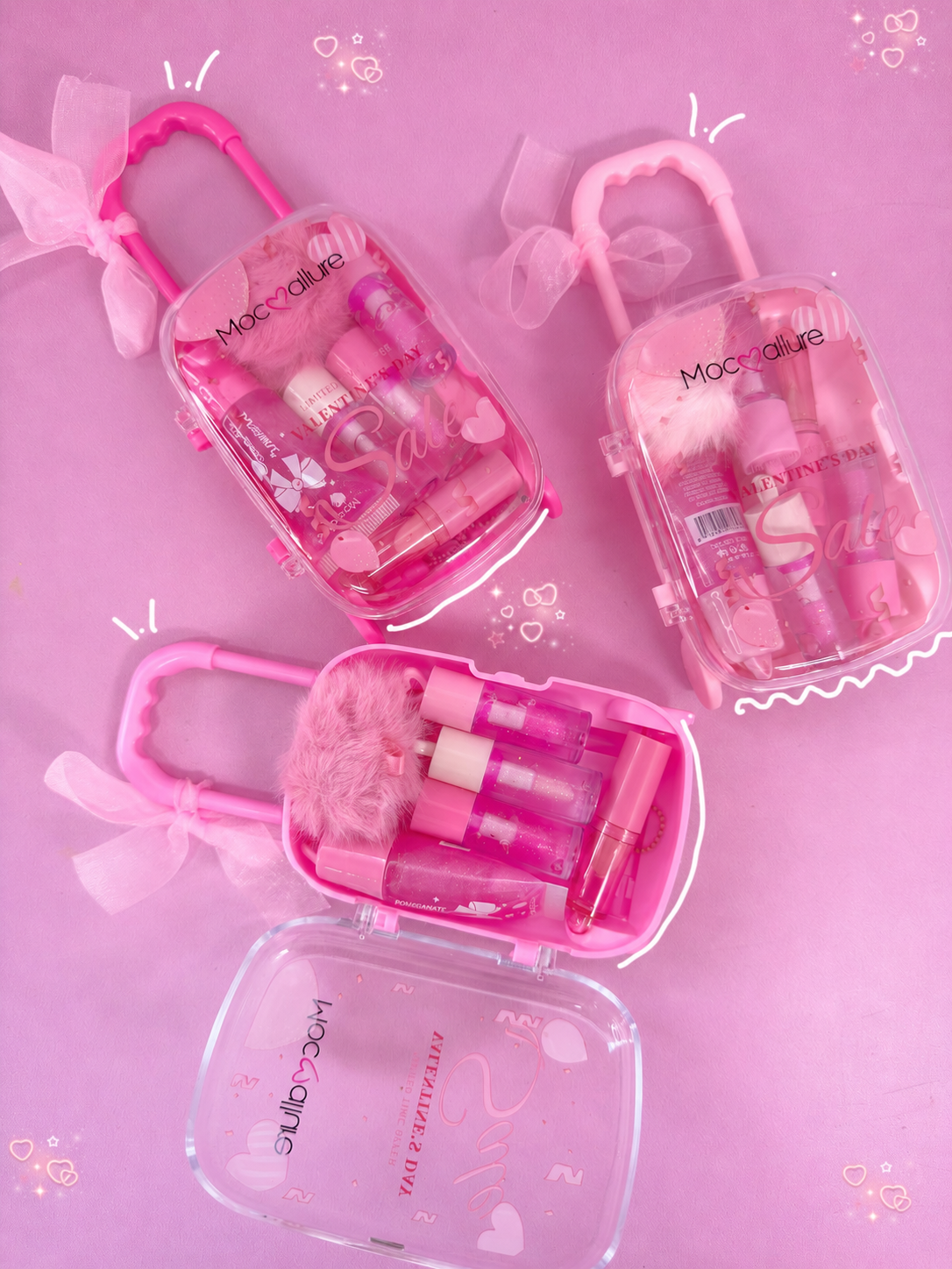 Mocoallure Lip Gloss Set & Lip Care Kit for Soft Pink Lips