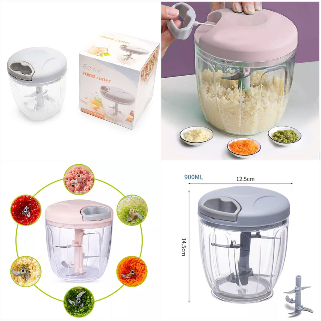 Portable Manual Vegetable Chopper – 900ml Hand Pull Food Processor with 5 Stainless Steel Blades for Onion, Garlic & Fast Kitchen Meal Prep