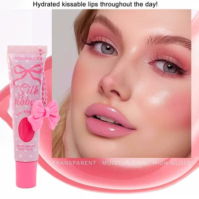Hudamoji Silk Ribbon Jelly Lip Gloss Set 6pcs – Hydrating & Plumping