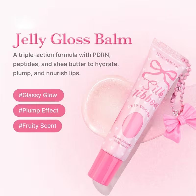 Hudamoji Silk Ribbon Jelly Lip Gloss Set 6pcs – Hydrating & Plumping