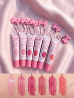 Hudamoji Silk Ribbon Jelly Lip Gloss Set 6pcs – Hydrating & Plumping