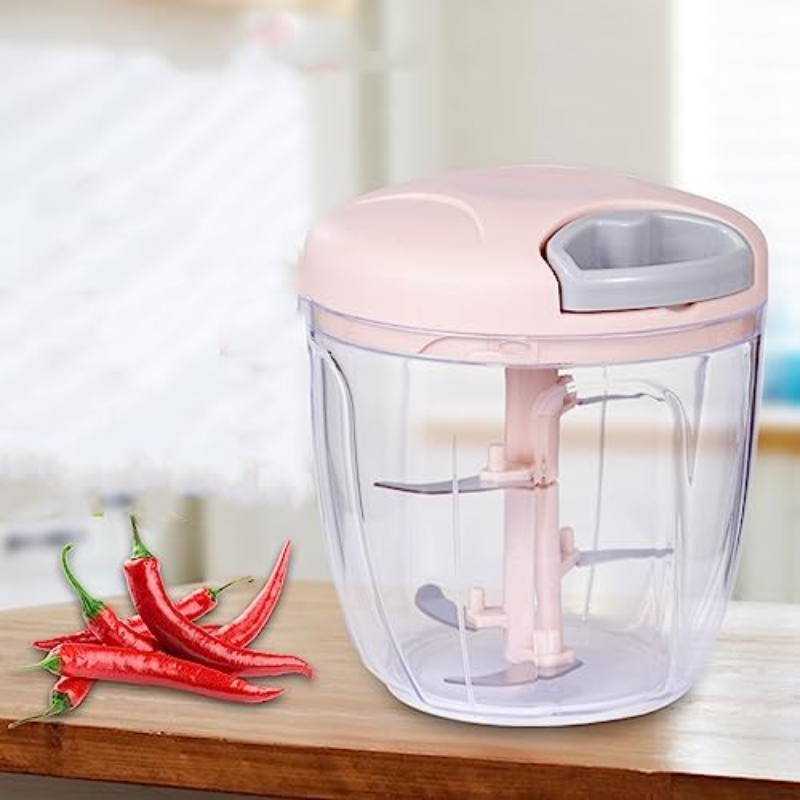 Portable Manual Vegetable Chopper – 900ml Hand Pull Food Processor with 5 Stainless Steel Blades for Onion, Garlic & Fast Kitchen Meal Prep
