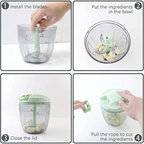Portable Manual Vegetable Chopper – 900ml Hand Pull Food Processor with 5 Stainless Steel Blades for Onion, Garlic & Fast Kitchen Meal Prep