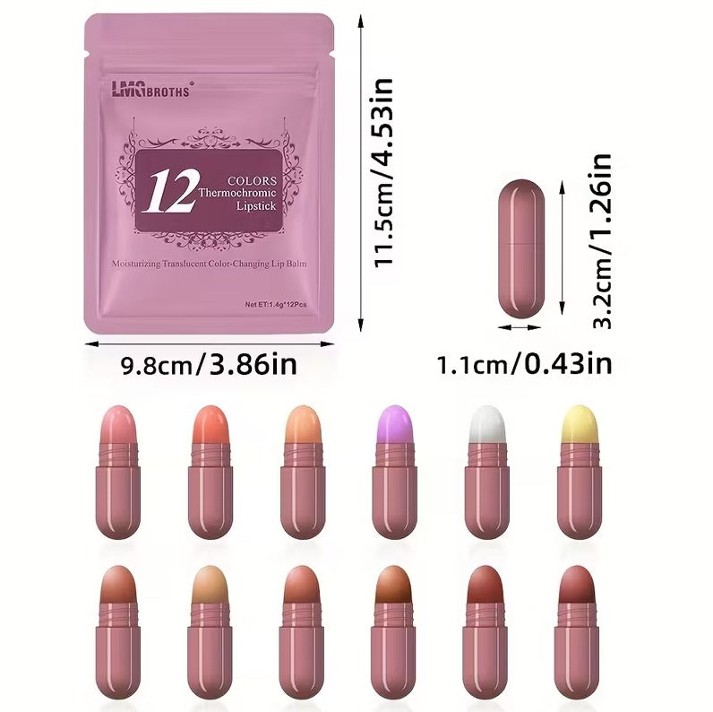 LMG BROTHS 18-Color Capsule Lipstick Set – Silky Smooth Matte Finish Mini Lipstick Pods (Travel Size & Portable)