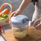 Portable Manual Vegetable Chopper – 900ml Hand Pull Food Processor with 5 Stainless Steel Blades for Onion, Garlic & Fast Kitchen Meal Prep