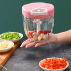 Portable Manual Vegetable Chopper – 900ml Hand Pull Food Processor with 5 Stainless Steel Blades for Onion, Garlic & Fast Kitchen Meal Prep