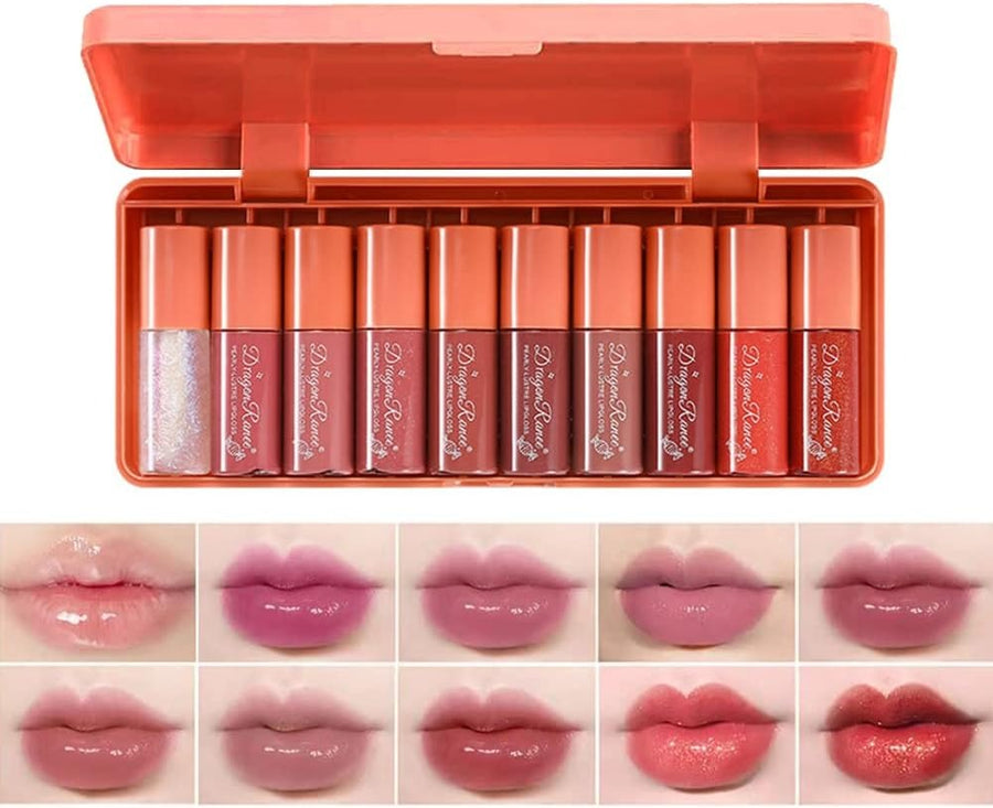 Dragon Ranee Pearly Lustre Lip Gloss Set 10 Pcs | Shimmer & High Shine Lip Gloss