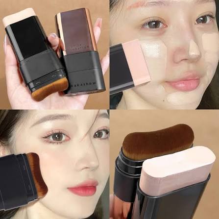 Kaka Show Waterproof Foundation Stick with Built-in Brush | Full Coverage Long Lasting Korean Makeup Foundation & Concealer | Made in Korea