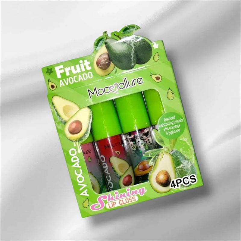 Mocallure Fruit Avocado Lip Gloss Set 4PCS – Hydrating Shine