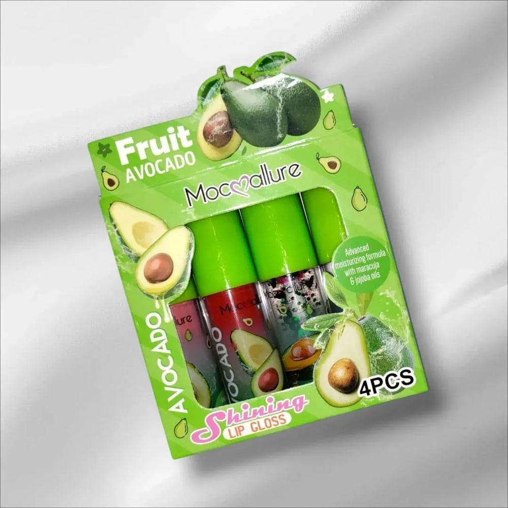 Mocallure Fruit Avocado Lip Gloss Set 4PCS – Hydrating Shine