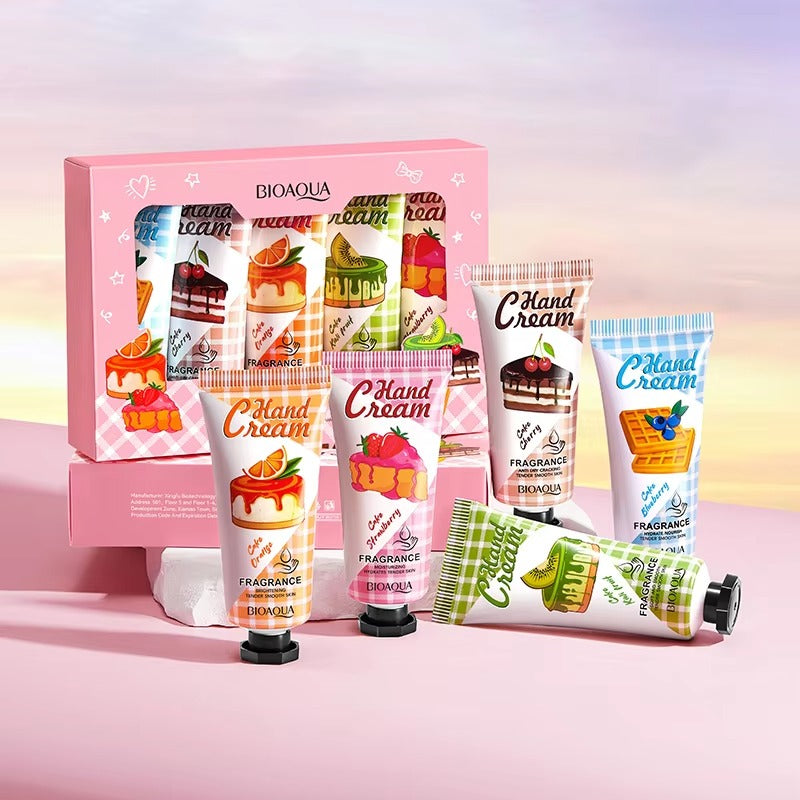 BIOAQUA 5pcs Fruit Cake Hand Cream Set - Moisturizing Gift